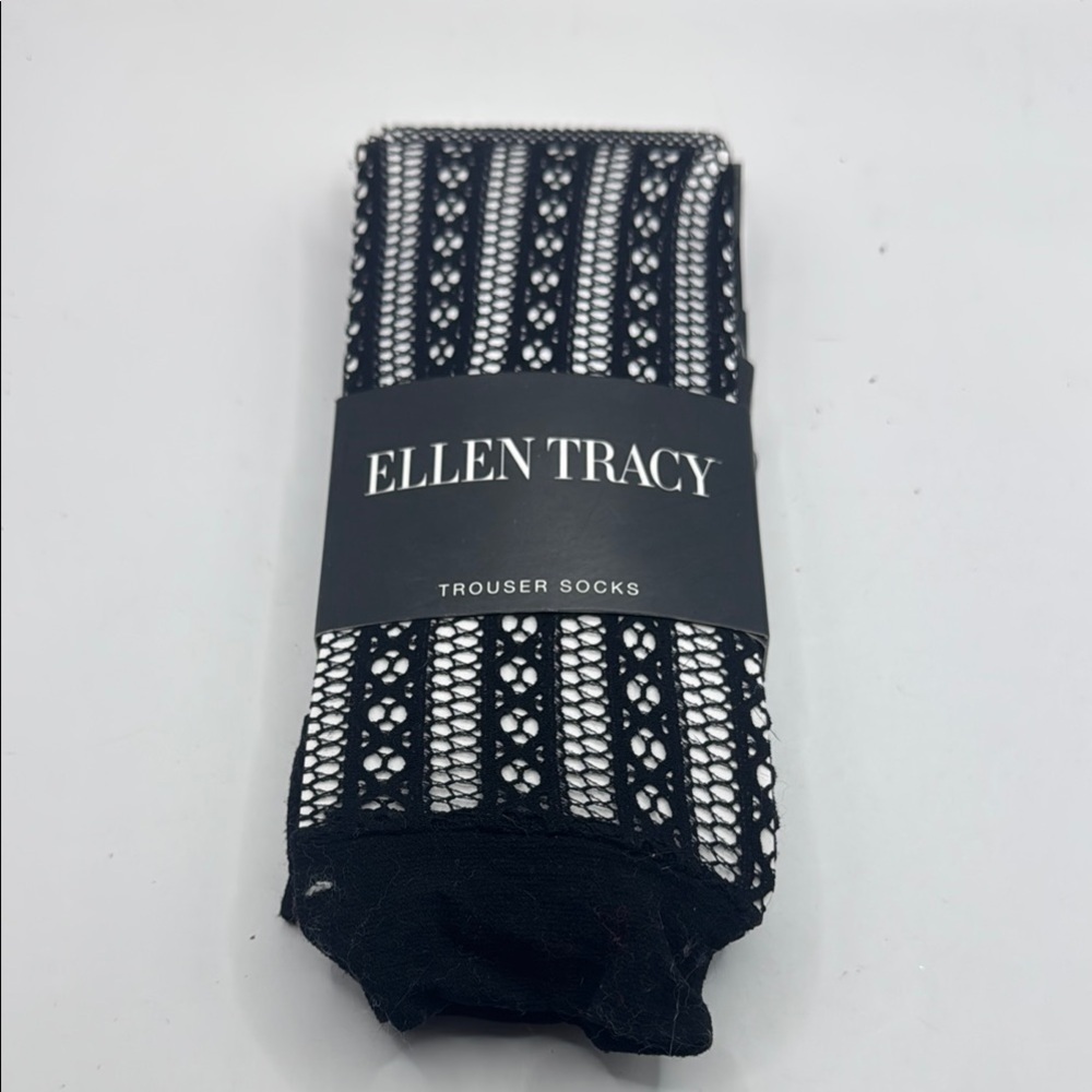 Ellen Tracy Black  trouser  Socks with fishnet & Geometric Pattern